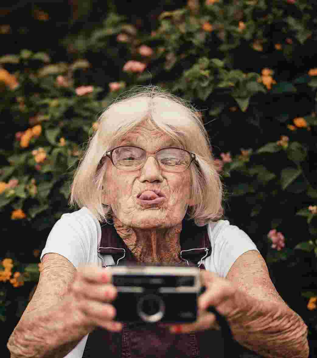 Older lady taking a selfie