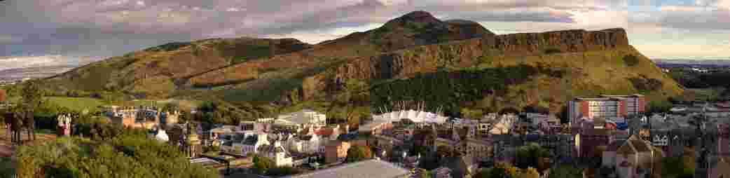 Edinburgh is set in an interesting geographical landscape. View of Salisburg Crags and the city