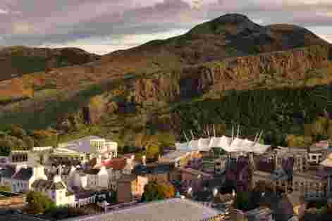 Edinburgh is set in an interesting geographical landscape. View of Salisburg Crags and the city